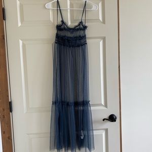 Sheer blue ruffle dress
